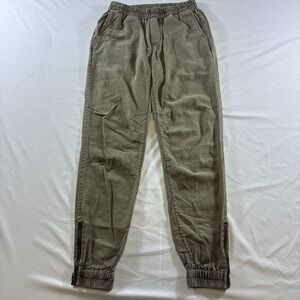 Roots Canada Hemp Blend Jogger Pants Olive Green Zipper Ankle XS